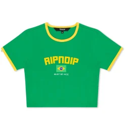 Ripndip Womens|Womens<Brazil Cropped Ringer Tee (Green/Yellow)