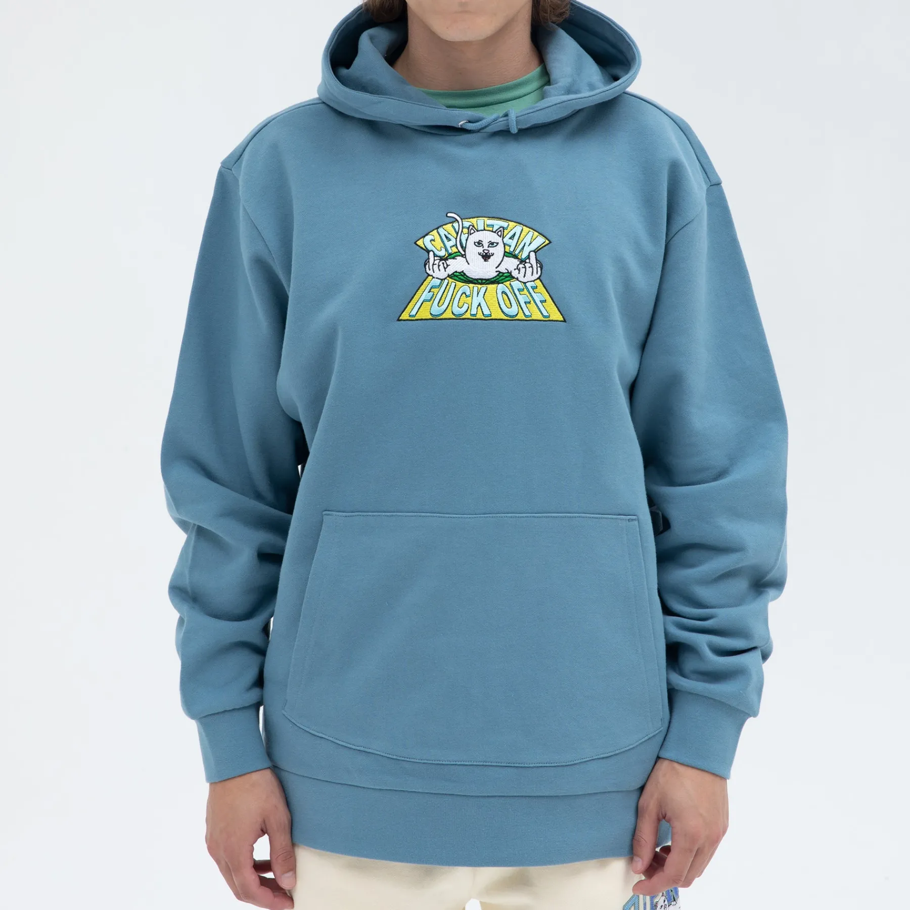 Ripndip Hoodies / Crewnecks<Capitan Fuck Off Embroidered Hoodie (Slate)