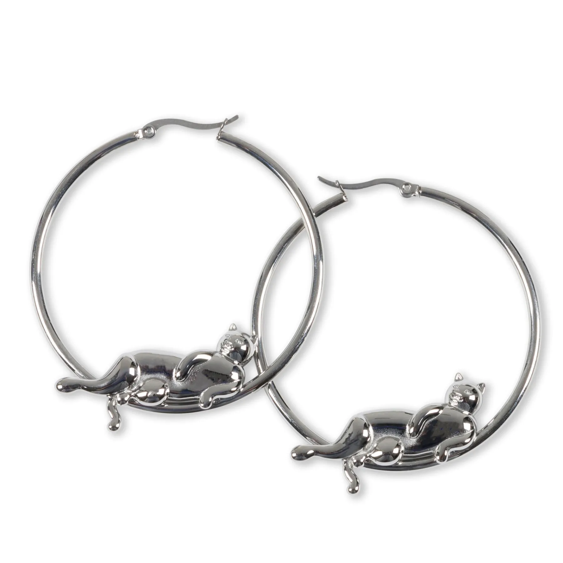 Ripndip Womens|Accessories<Catstanza Hoop Earrings (Silver)