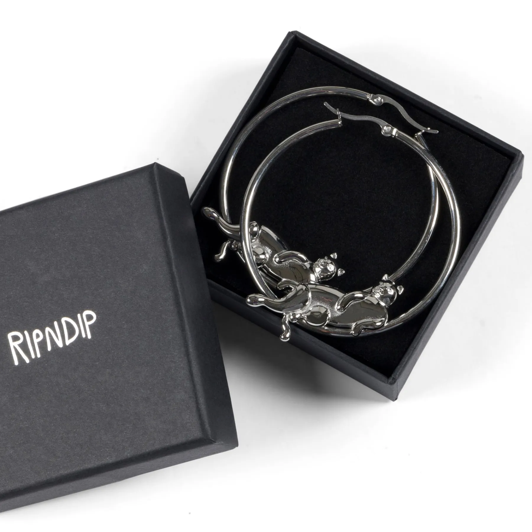 Ripndip Womens|Accessories<Catstanza Hoop Earrings (Silver)