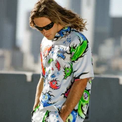 Ripndip Button Ups<Ember Short Sleeve Button Up (Dusty Grey)