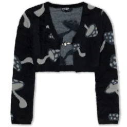 Ripndip Womens|Womens<Euphoria Knit Long Sleeve Crop Top (Black)