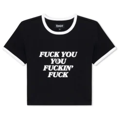 Ripndip Womens|Womens<Fuckin Fuck Cropped Ringer Tee (Black/White)