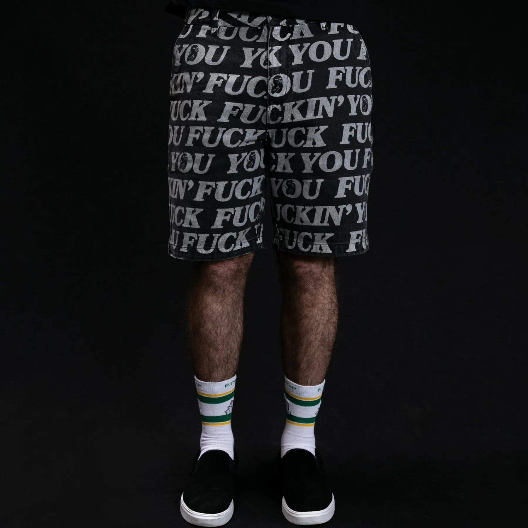 Ripndip Shorts<Fuckin Fuck Denim Shorts (Black)