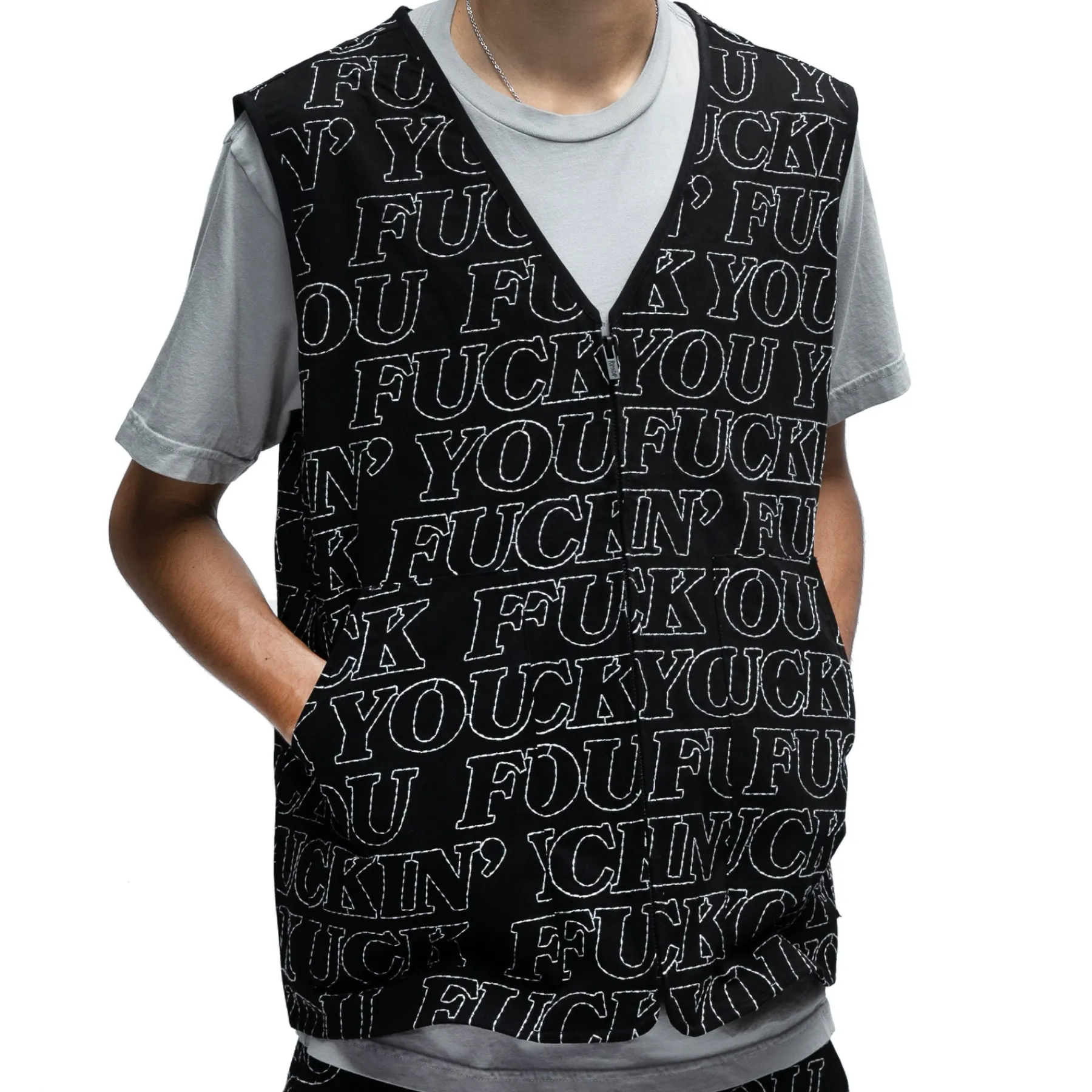 Ripndip Knits / Sweaters<Fuckin Fuck Quilted Vest (Black)