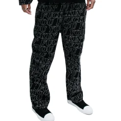 Ripndip Pants<Fuckin Fuck Quilted Wide Leg Pants (Black)