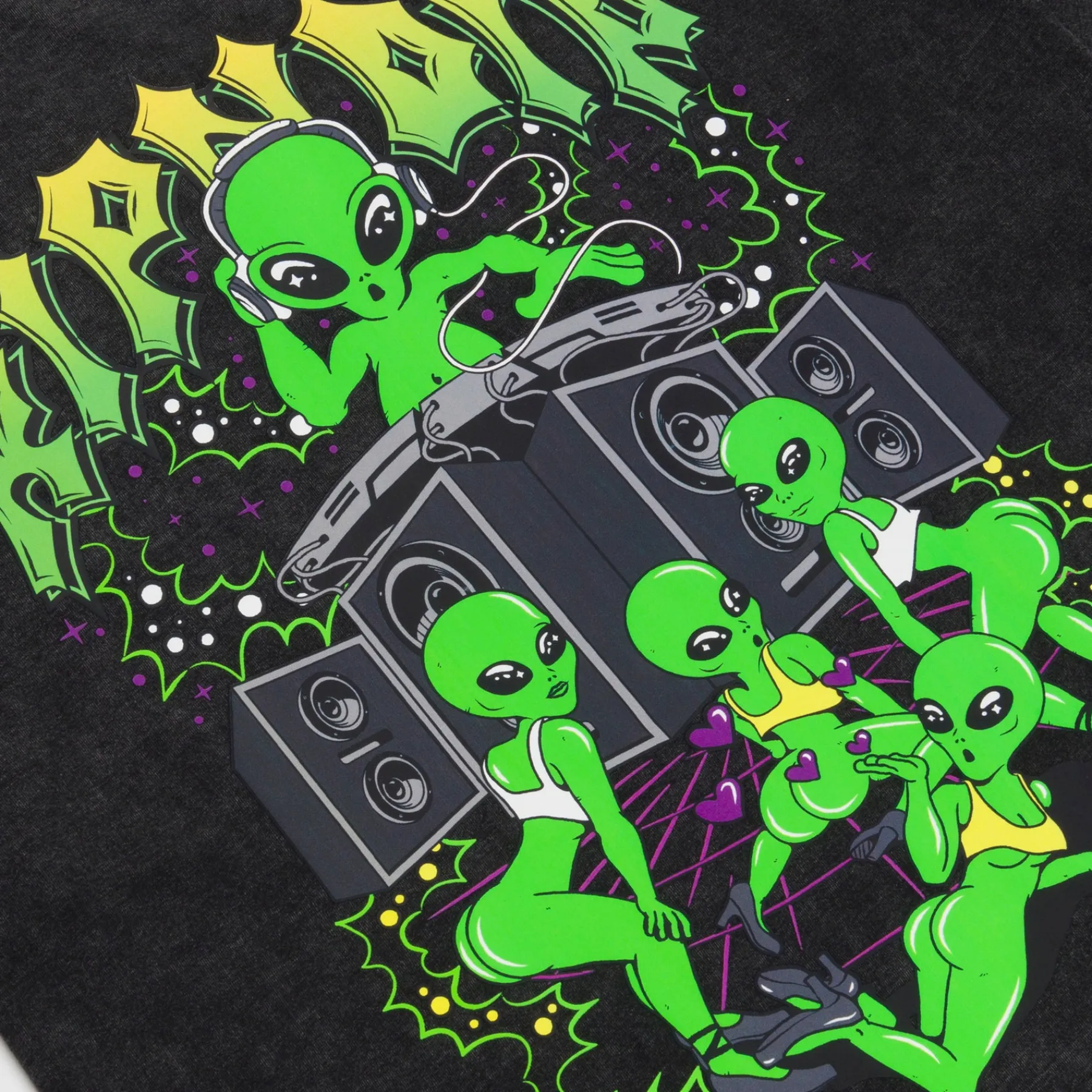 Ripndip Short Sleeve Tees<Galactic Dance Floor Tee (Black Mineral Wash)