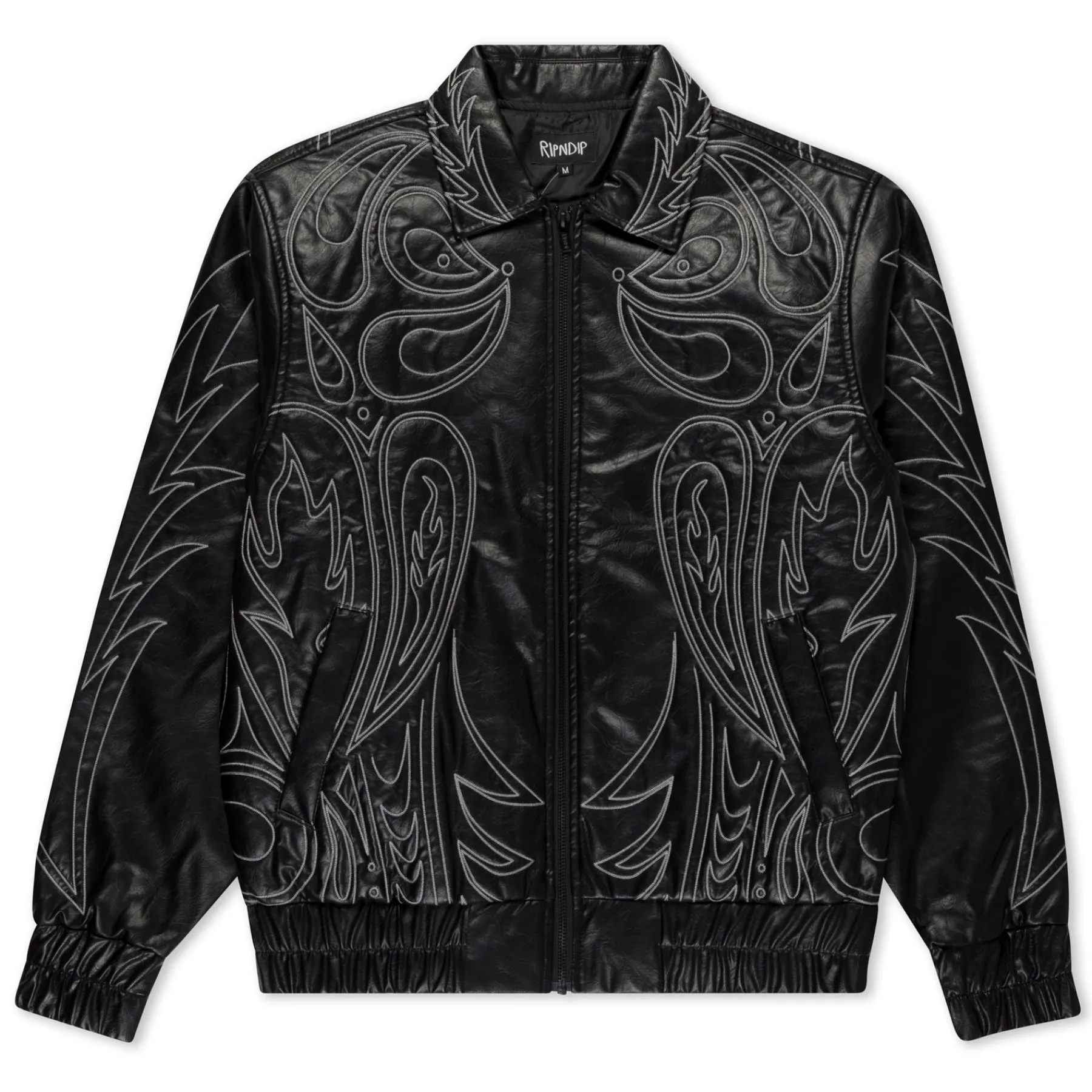 Ripndip Jackets<Howdy Leather Puffer Jacket (Black)