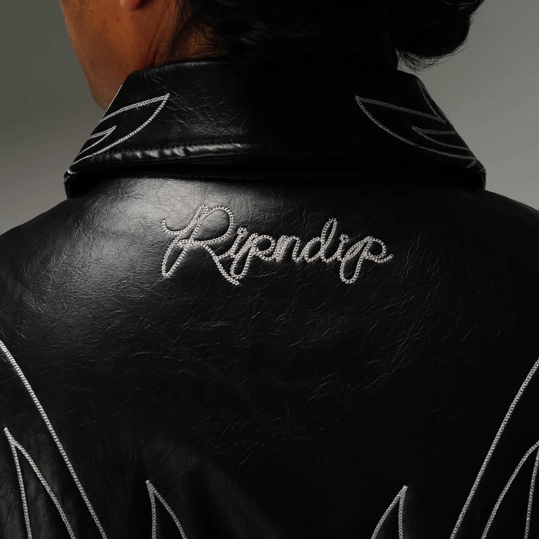Ripndip Jackets<Howdy Leather Puffer Jacket (Black)