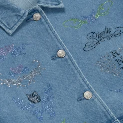 Ripndip Jackets|Womens<Hyaena Cropped Denim Jacket (Medium Wash)