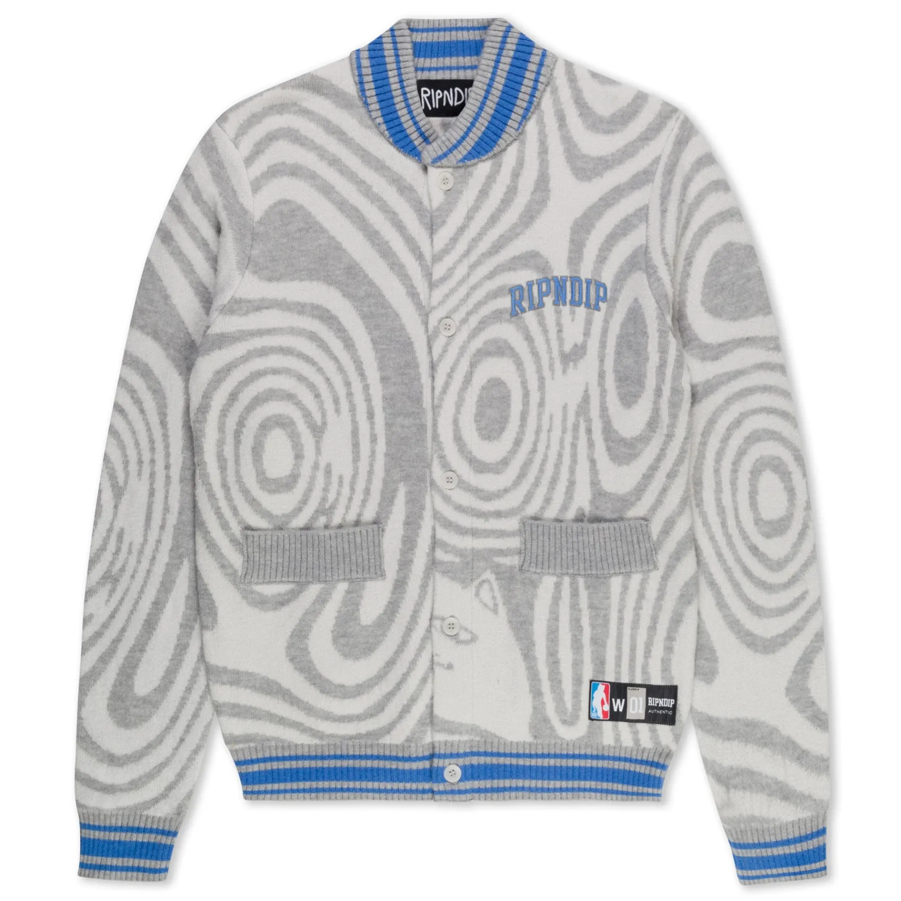 Ripndip Knits / Sweaters<Hypnotic Team Spirit Knit Cardigan (Grey/Light Blue)