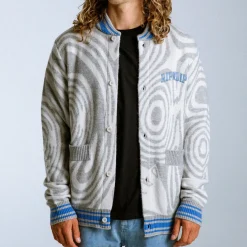 Ripndip Knits / Sweaters<Hypnotic Team Spirit Knit Cardigan (Grey/Light Blue)