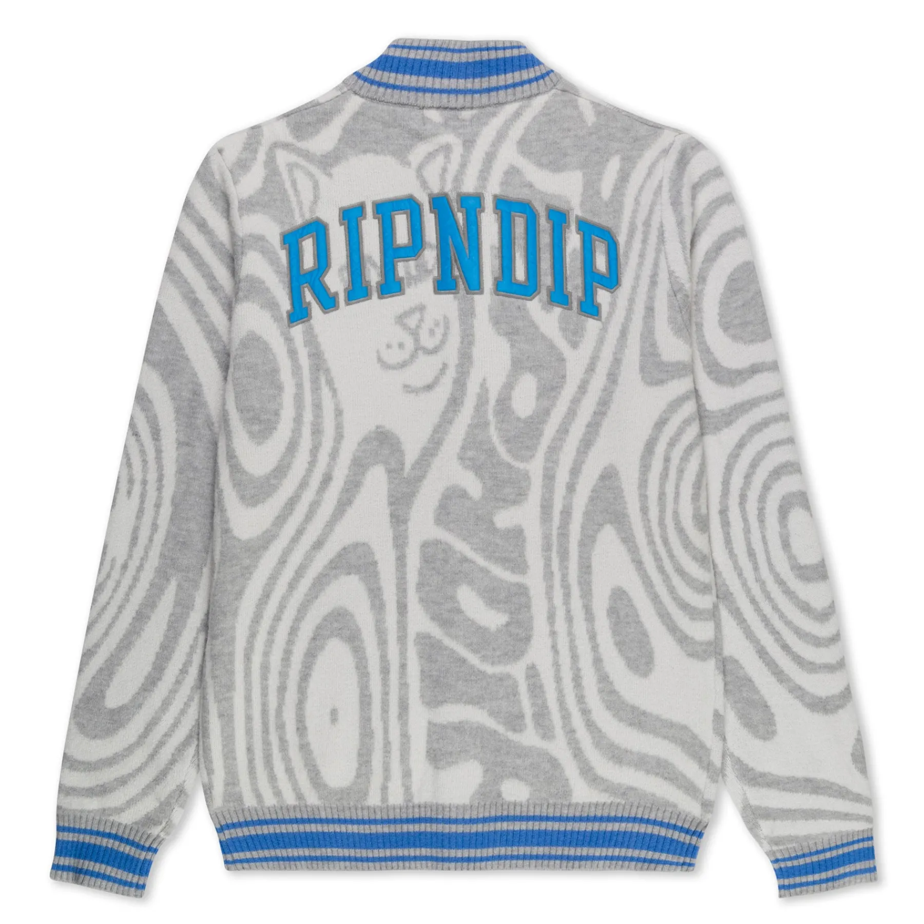 Ripndip Knits / Sweaters<Hypnotic Team Spirit Knit Cardigan (Grey/Light Blue)
