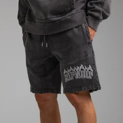 Ripndip Sweats|Shorts<Inferno Sweat Shorts (Black Wash)