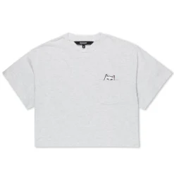 Ripndip Womens|Womens<Lord Nermal Cropped Baby Pocket Tee (Ash Heather)