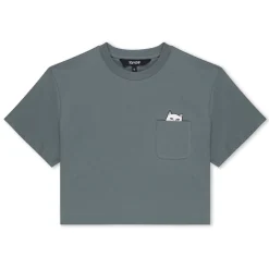 Ripndip Womens|Womens<Lord Nermal Cropped Baby Pocket Tee (Charcoal)