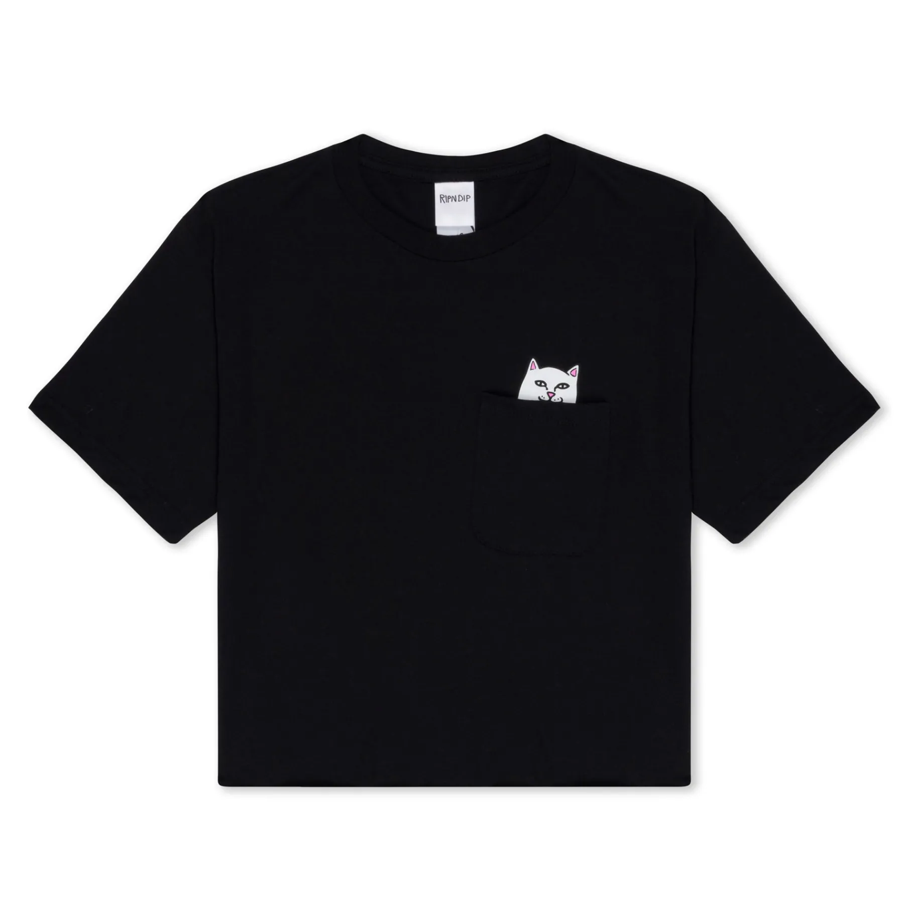 Ripndip Womens|Womens<Lord Nermal Cropped Pocket Tee (Black)