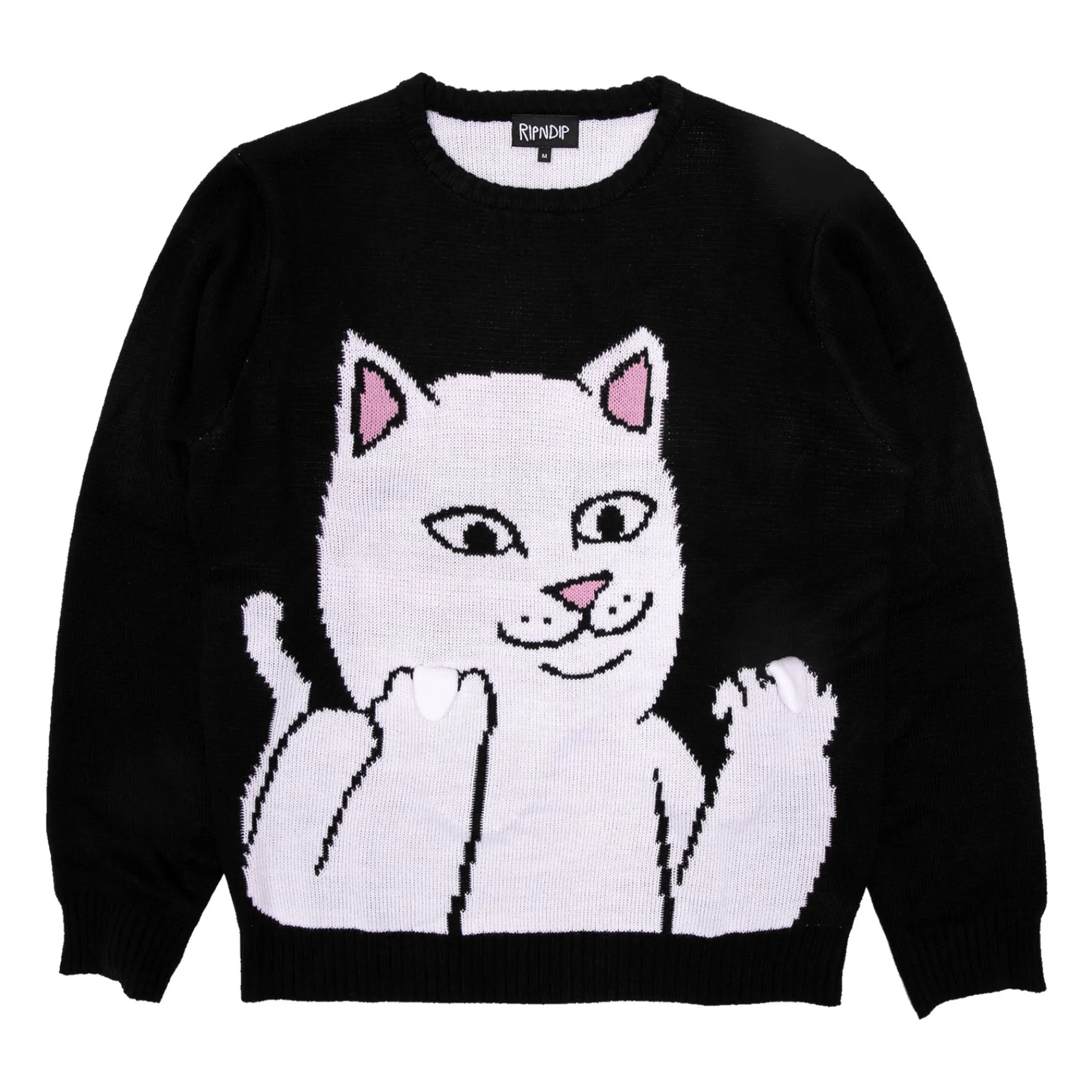 Ripndip Knits / Sweaters|Christmas Items<Lord Nermal Flippy Knitty Sweater (Black)