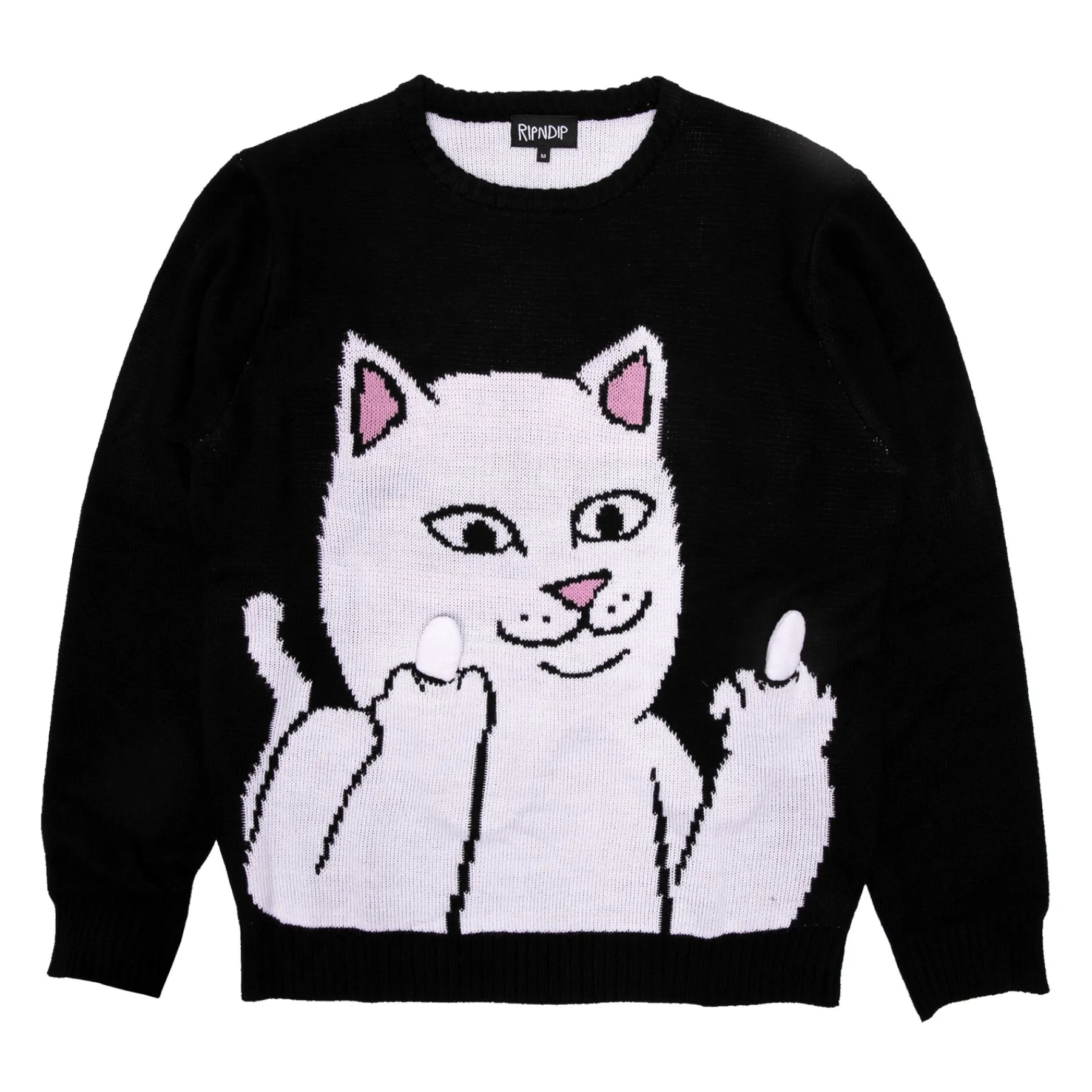 Ripndip Knits / Sweaters|Christmas Items<Lord Nermal Flippy Knitty Sweater (Black)