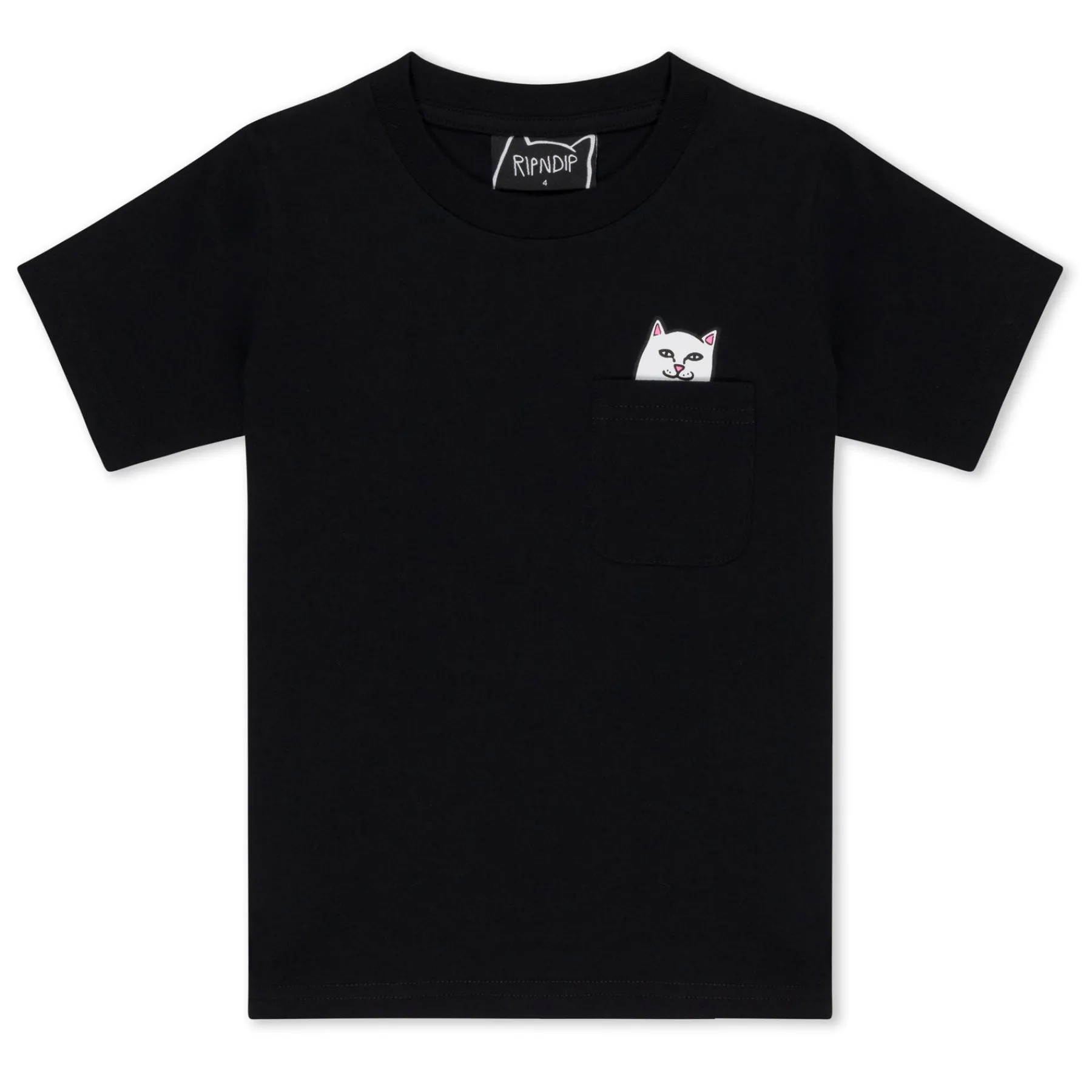 Ripndip Short Sleeve Tees|Lord Nermal Tees<Lord Nermal Kid Pocket Tee (Black)