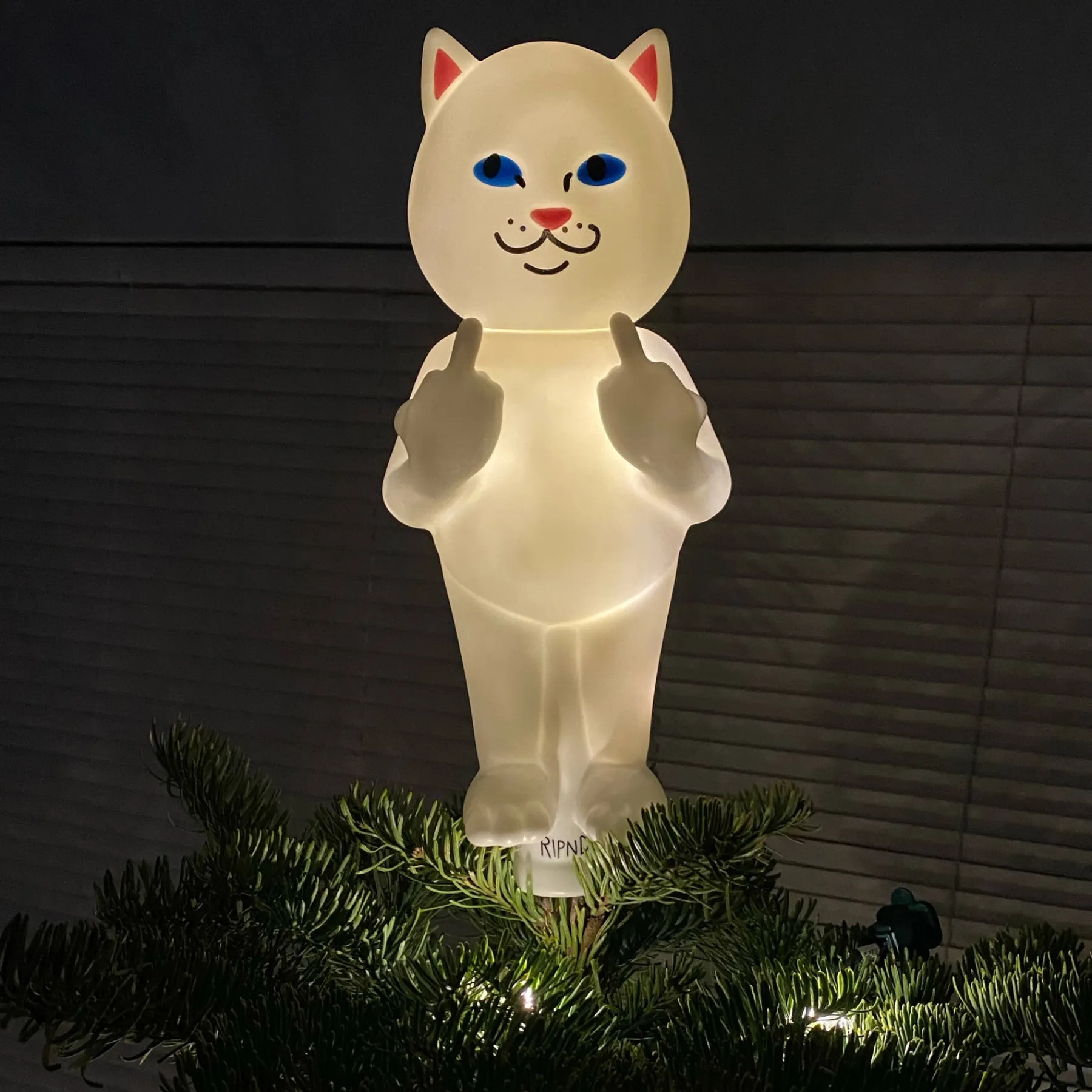 Ripndip Christmas Items<Lord Nermal Light Up Tree Topper (White)