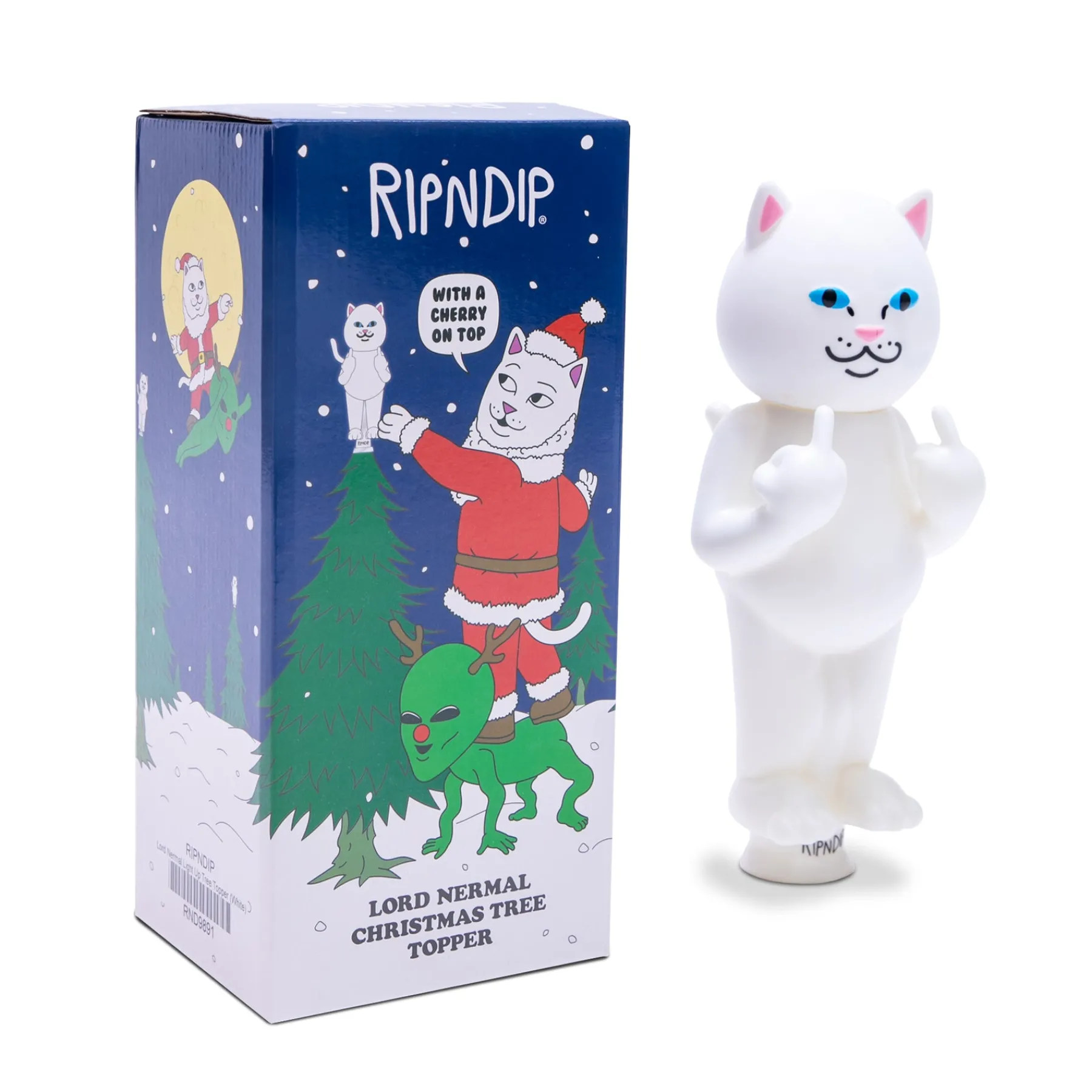 Ripndip Christmas Items<Lord Nermal Light Up Tree Topper (White)