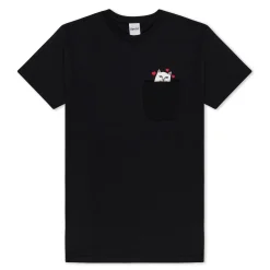 Ripndip Short Sleeve Tees|Lord Nermal Tees<Lord Nermal Loves Pocket Tee (Black)