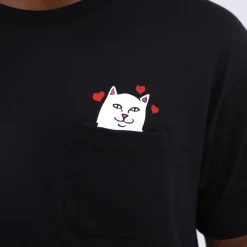 Ripndip Short Sleeve Tees|Lord Nermal Tees<Lord Nermal Loves Pocket Tee (Black)