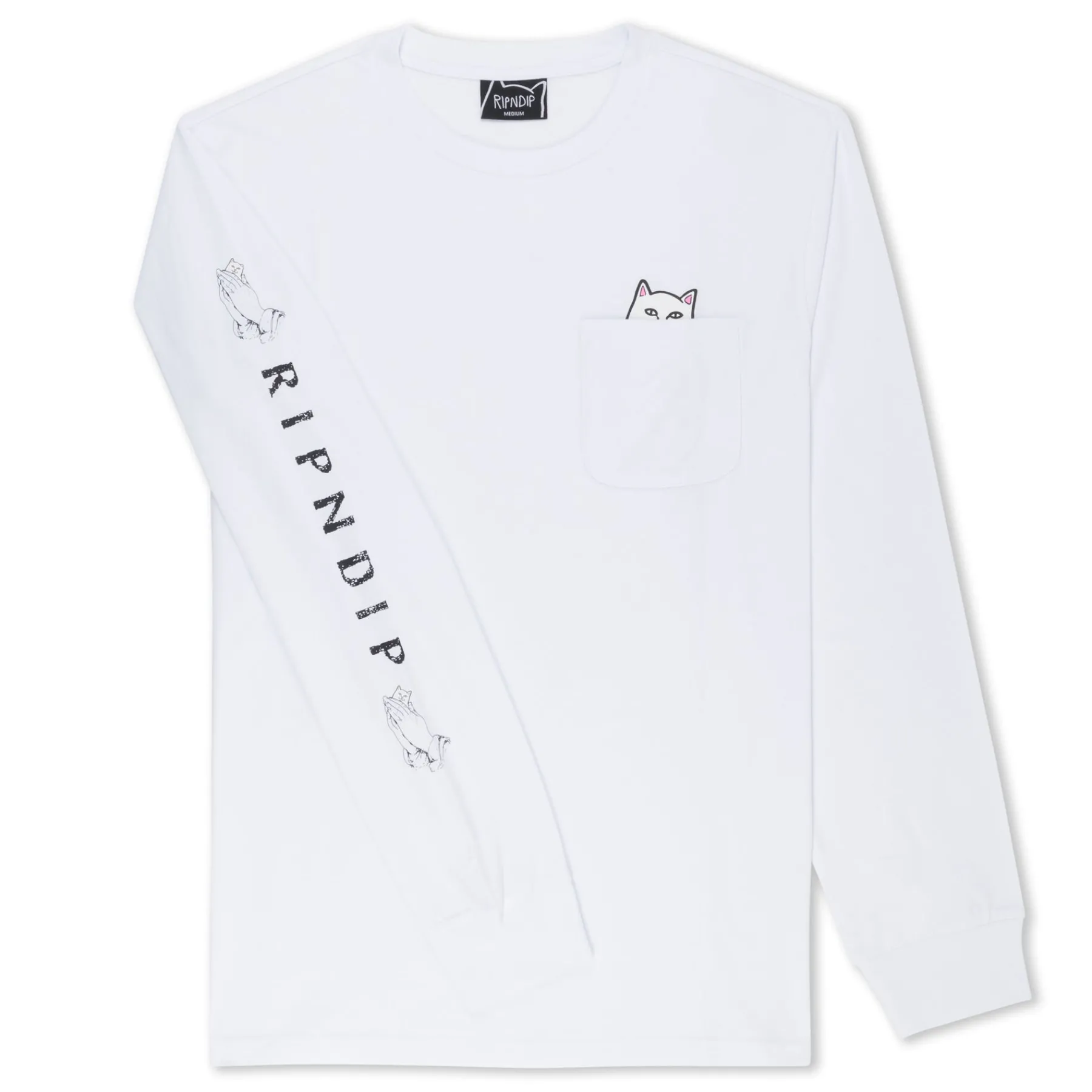 Ripndip Long Sleeve Tees|Lord Nermal Tees<Lord Nermal Pocket L/S (White)
