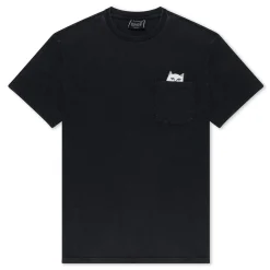 Ripndip Short Sleeve Tees|Lord Nermal Tees<Lord Nermal Pocket tee (Black Mineral Wash)