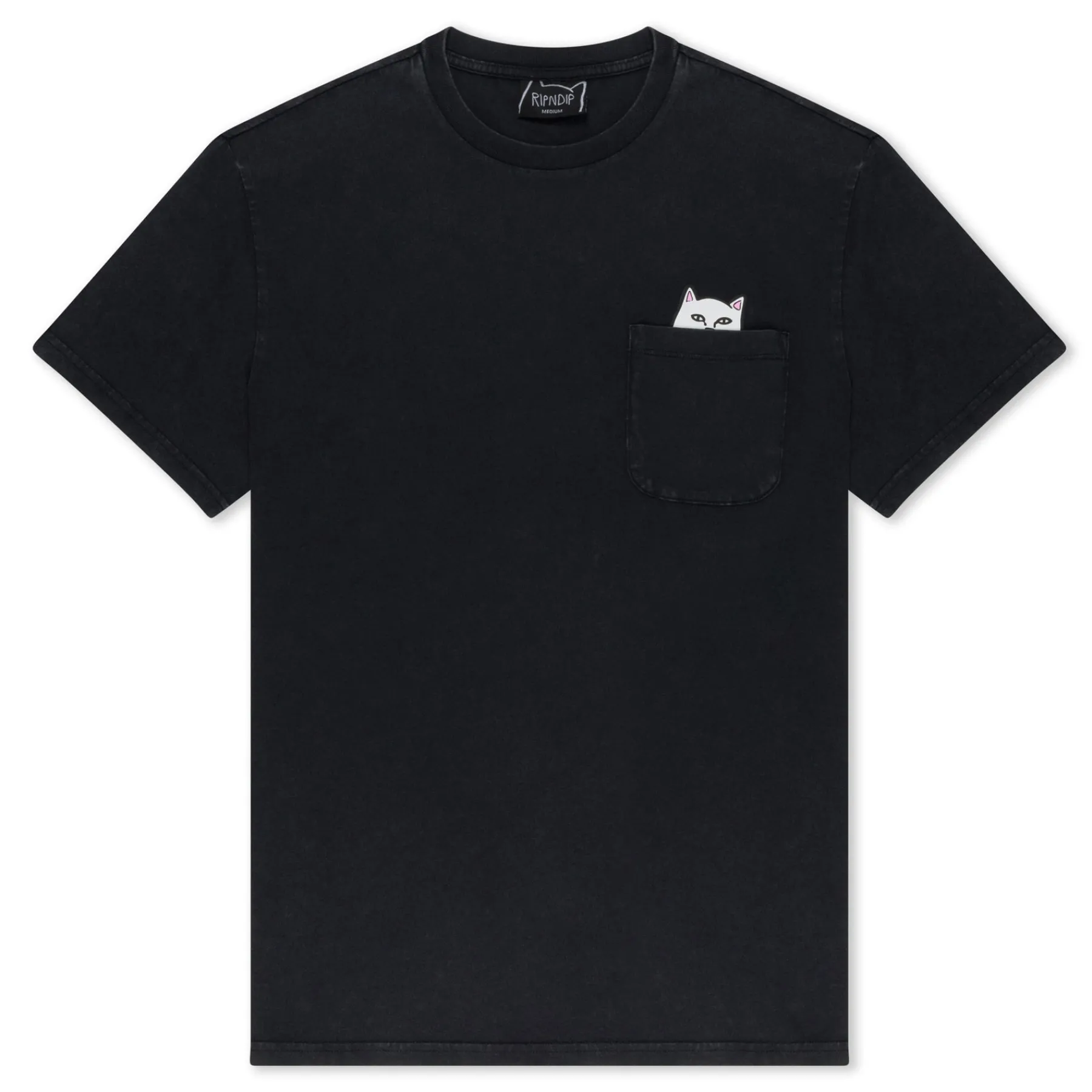 Ripndip Short Sleeve Tees|Lord Nermal Tees<Lord Nermal Pocket tee (Black Mineral Wash)