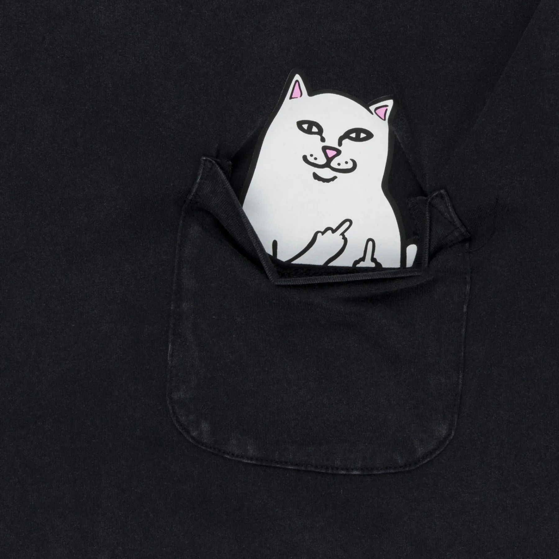 Ripndip Short Sleeve Tees|Lord Nermal Tees<Lord Nermal Pocket tee (Black Mineral Wash)