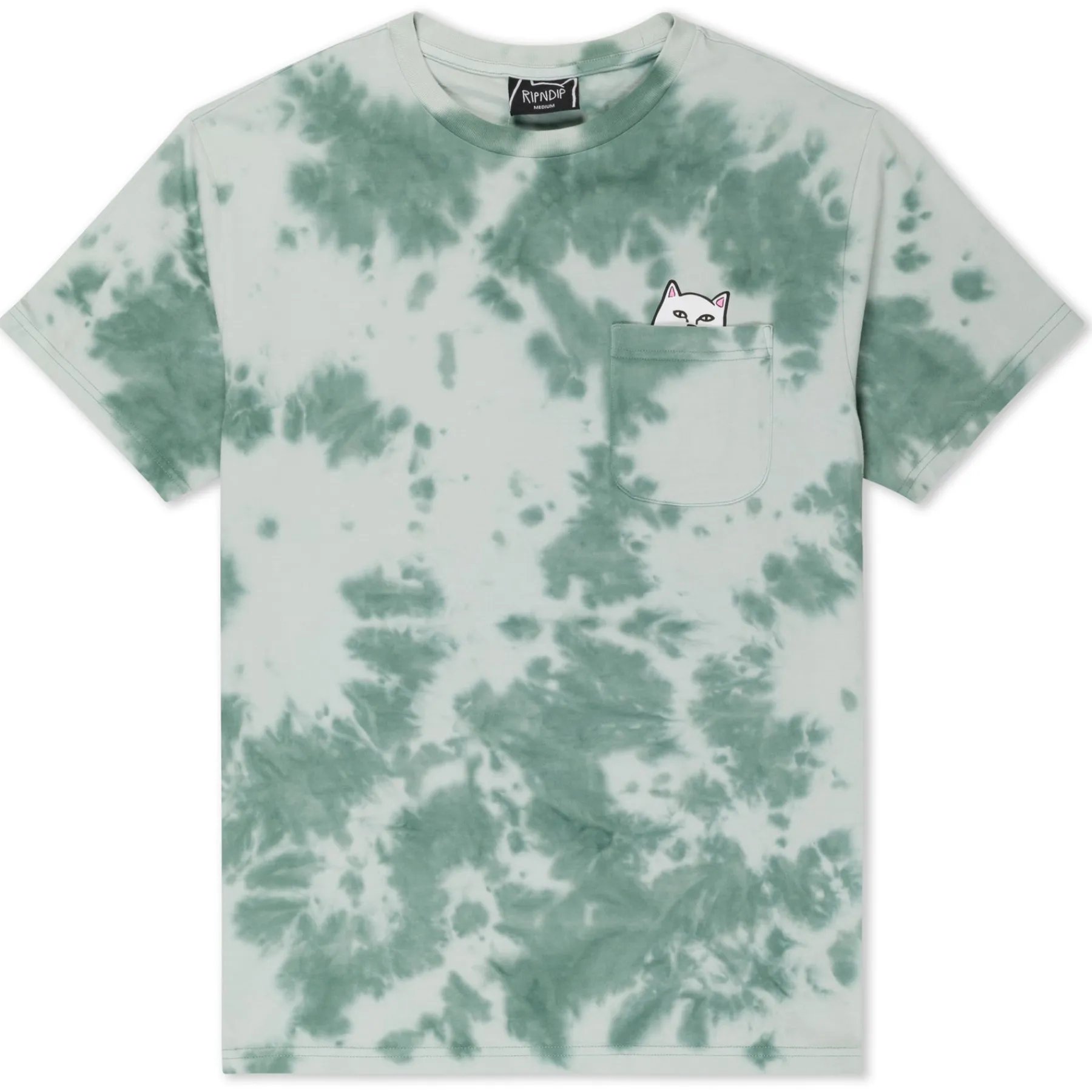 Ripndip Short Sleeve Tees|Lord Nermal Tees<Lord Nermal Pocket Tee (Olive Green Tie Dye)