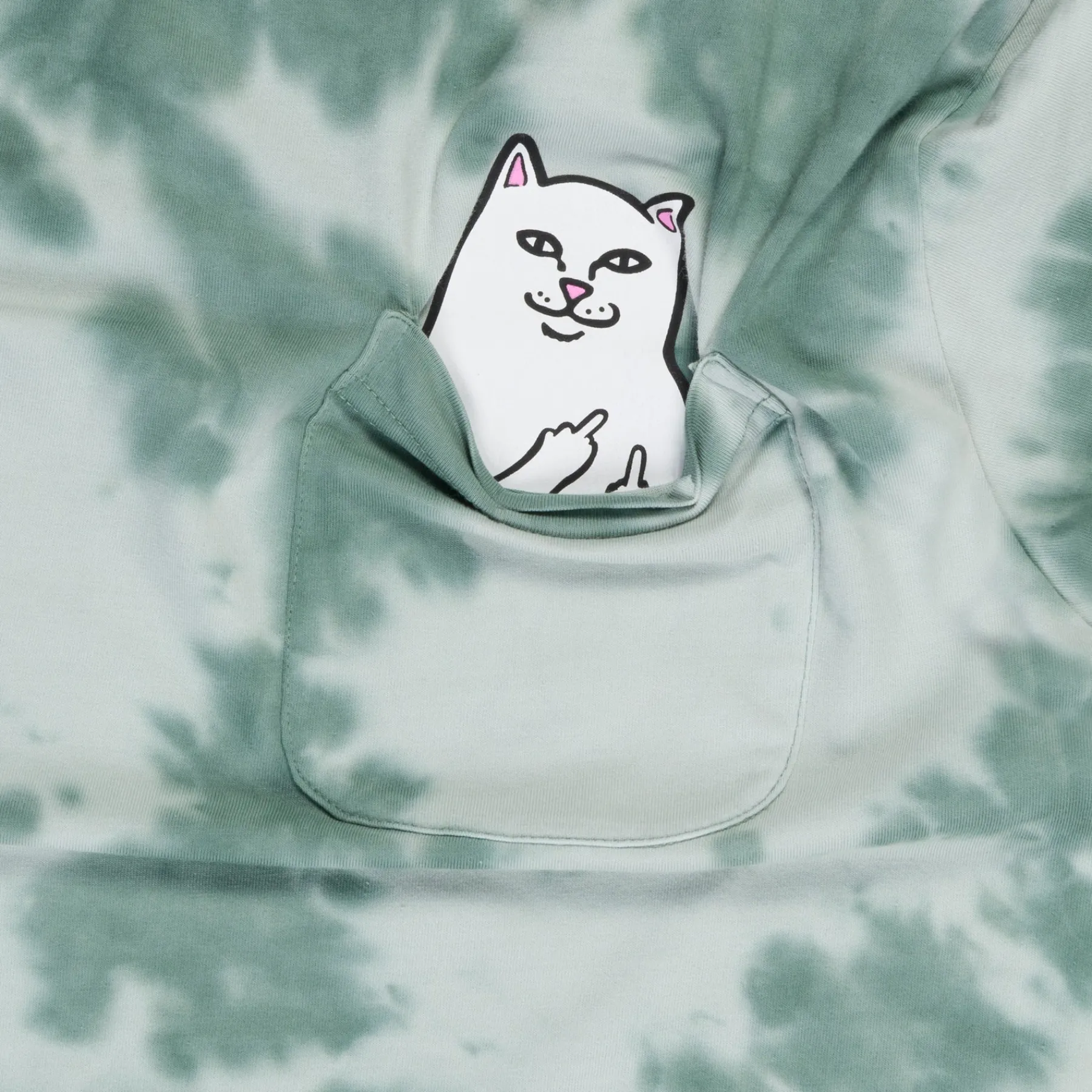 Ripndip Short Sleeve Tees|Lord Nermal Tees<Lord Nermal Pocket Tee (Olive Green Tie Dye)