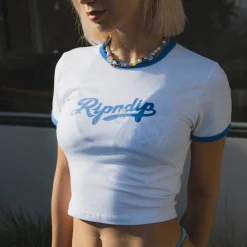 Ripndip Womens|Womens<Los Cropped Ringer Tee (White)