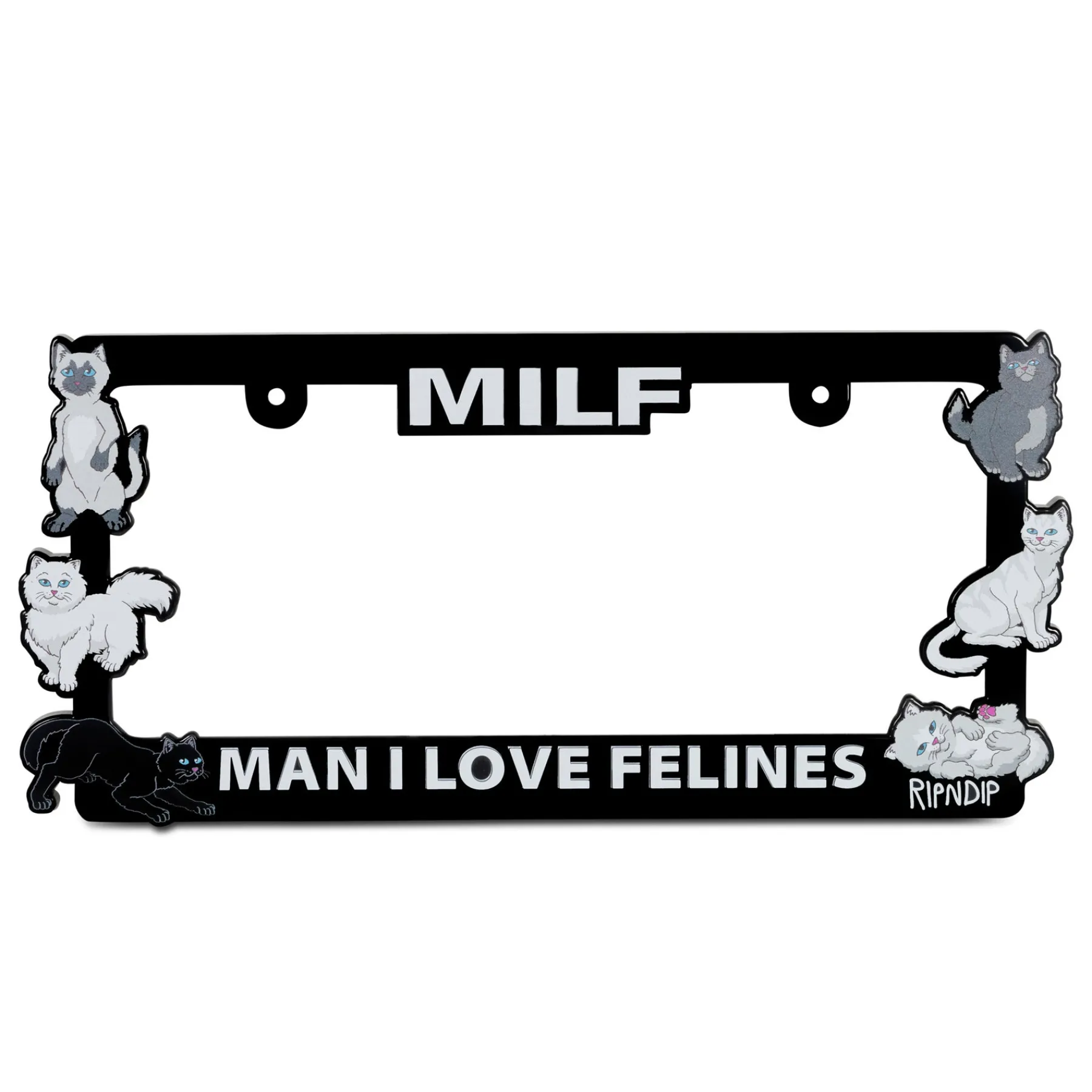Ripndip Stocking Stuffers|Car Accessories<Man I Love Felines License Plate Holder (Black)