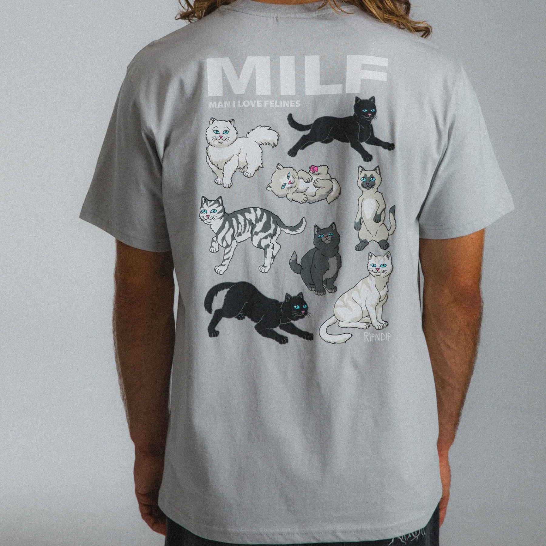 Ripndip Short Sleeve Tees<Man I Love Felines Tee (Grey)