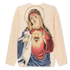 Ripndip Knits / Sweaters<Mother Mary Cable Knit Sweater (Cream)