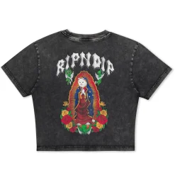 Ripndip Womens|Womens<Mother Nerm Cropped Baby Tee (Black Wash)