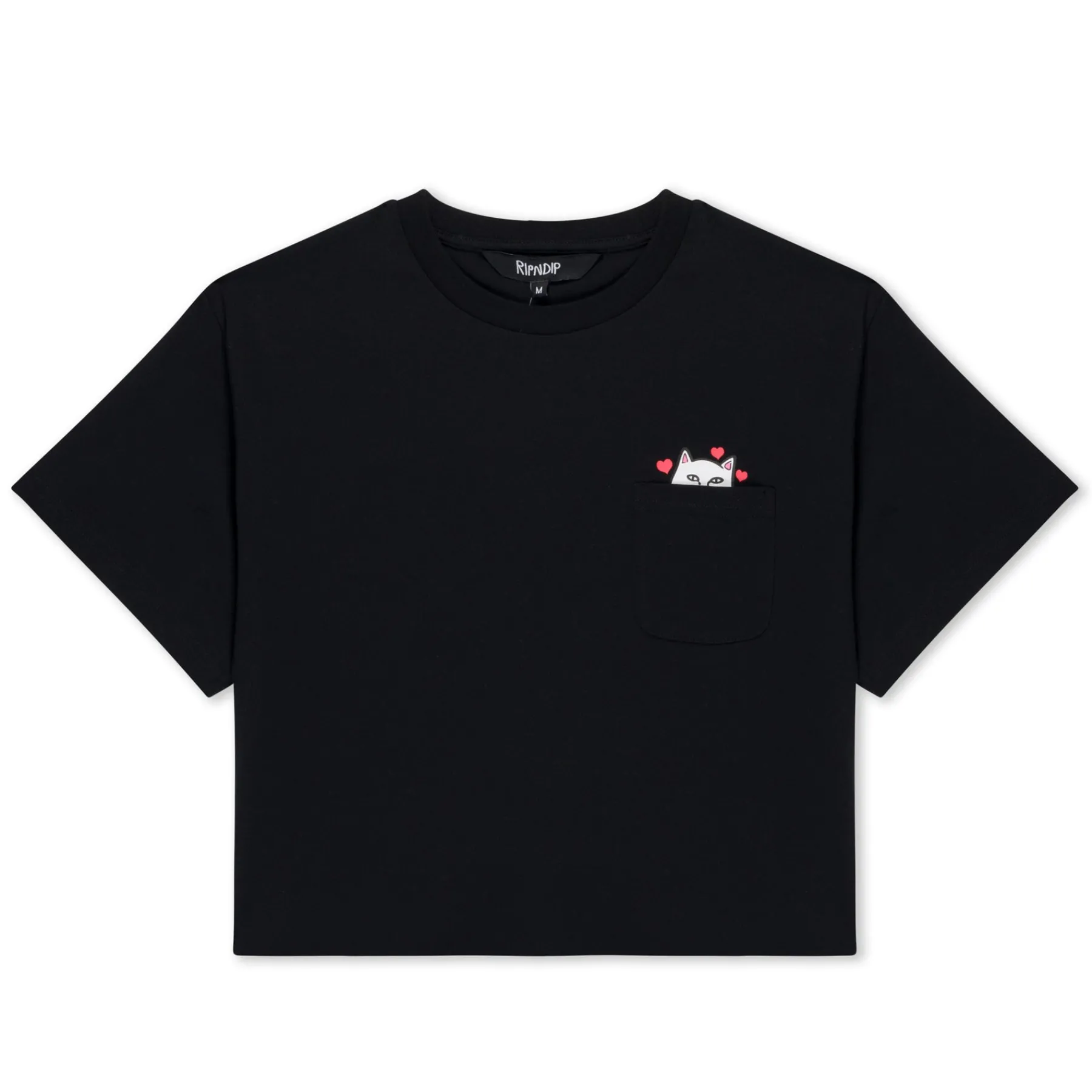 Ripndip Womens|Womens<Nermal Loves Cropped Baby Pocket Tee (Black)
