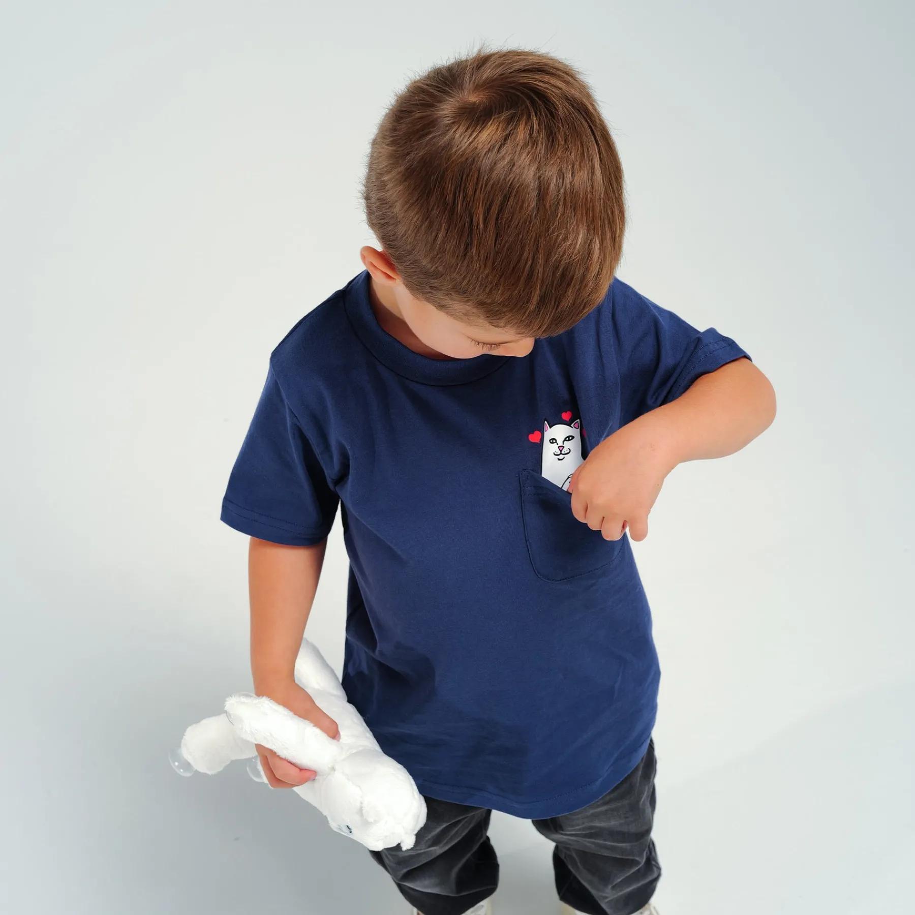 Ripndip Short Sleeve Tees|Kids<Nermal Loves Kid Pocket Tee (Navy)