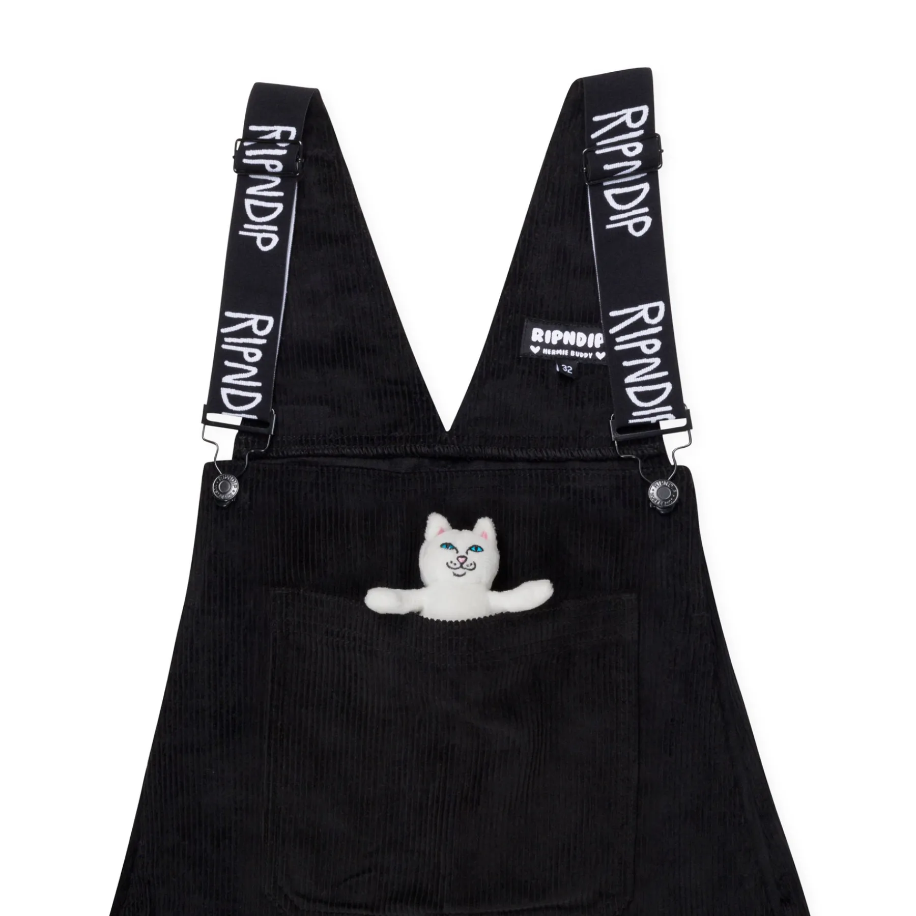 Ripndip Pants|Overalls<Nermy Buddy Corduroy Overalls (Black)