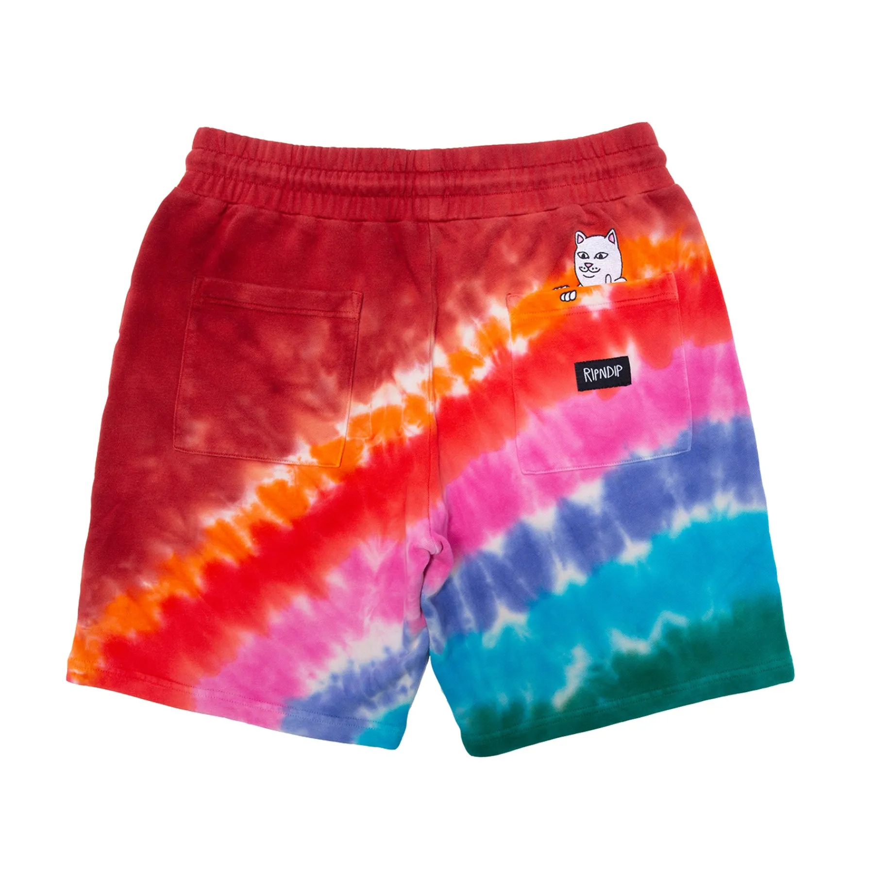 Ripndip Sweats|Shorts<OG Prisma Embroidered Sweatshorts (Red Tie Dye)