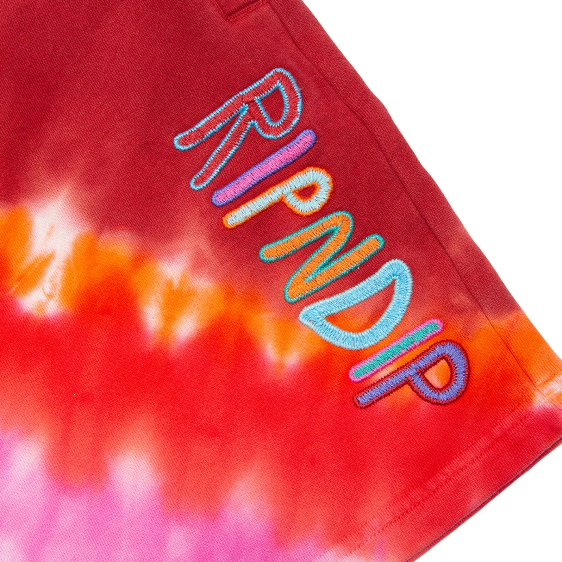 Ripndip Sweats|Shorts<OG Prisma Embroidered Sweatshorts (Red Tie Dye)