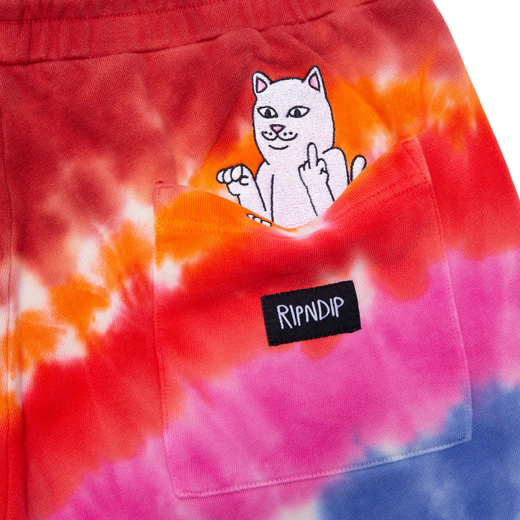 Ripndip Sweats|Shorts<OG Prisma Embroidered Sweatshorts (Red Tie Dye)