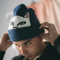 Ripndip Beanies<Peeking Nermal Beanie (Dark Slate)