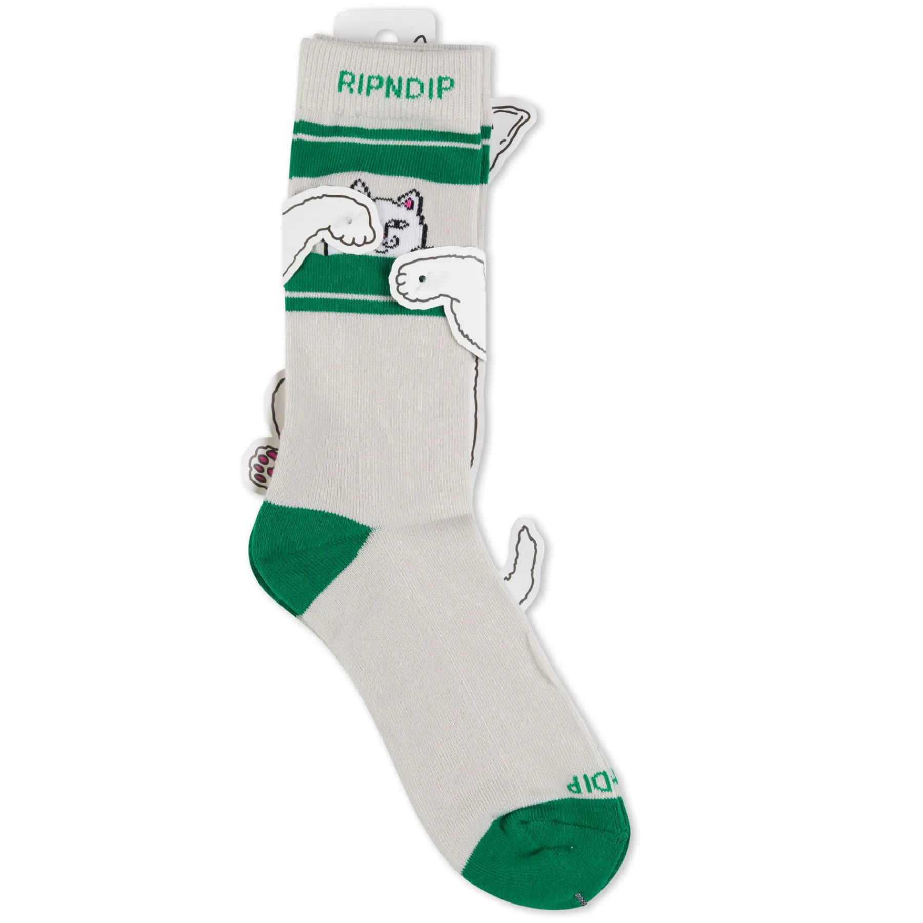 Ripndip Socks|Stocking Stuffers<Peeking Nermal Socks (Grey/Green)