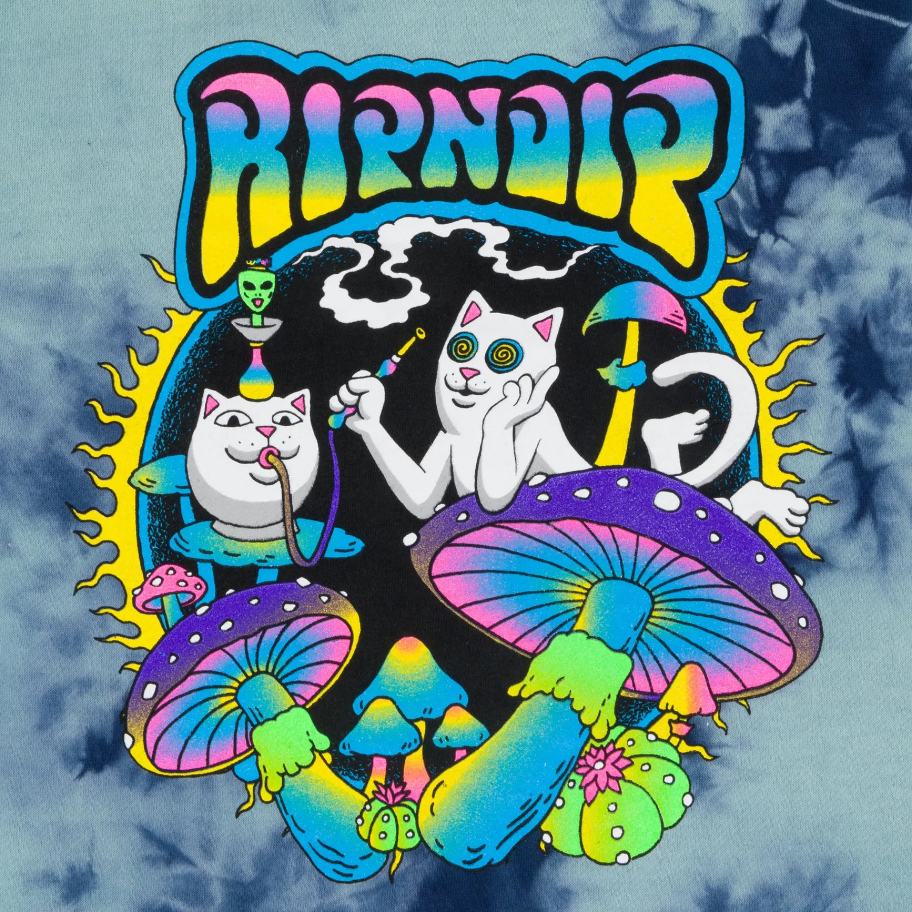 Ripndip Hoodies / Crewnecks<Psychedelic Garden Hoodie (Navy/Aqua Lightning Wash)