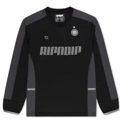 Ripndip Jerseys|Long Sleeve Tees<FC Long Sleeve Soccer Jersey (Black / Charcoal)