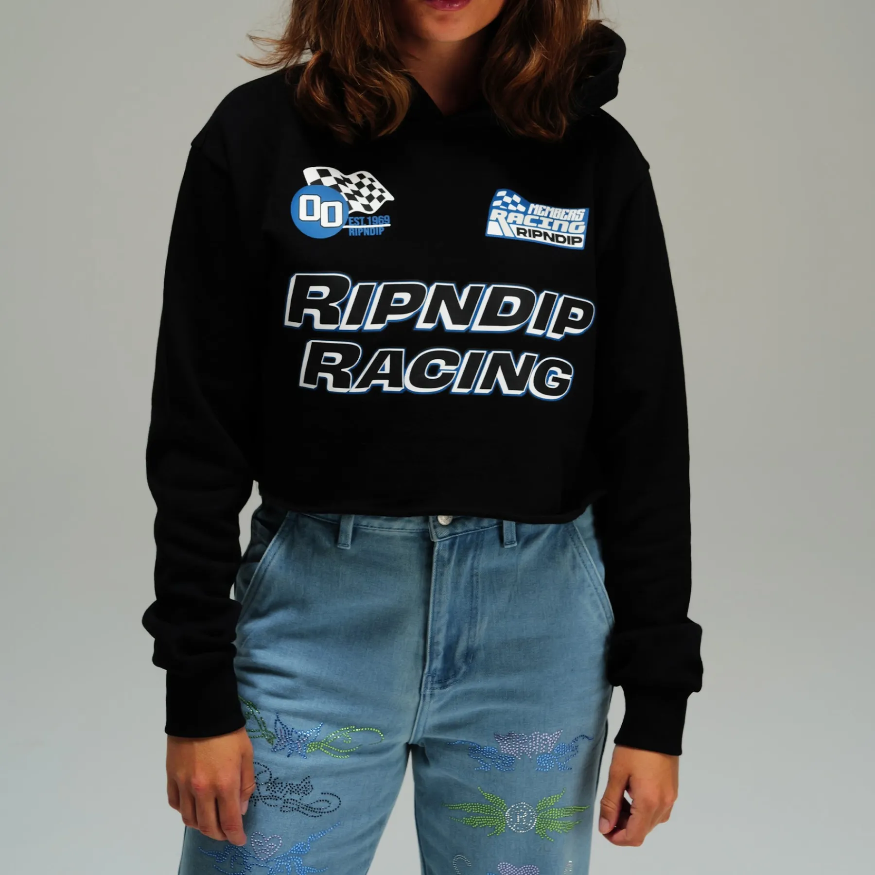 Ripndip Hoodies / Crewnecks|Womens<Ripnrace Cropped Hoodie (Black)